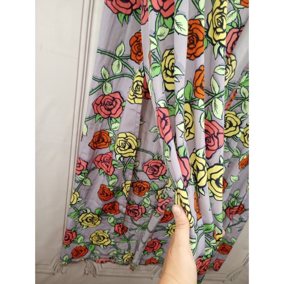 LuLa Roe Women's Long Duster Cover-up Size M Floral Roses Bathing Suit Cover EC - Picture 4 of 16